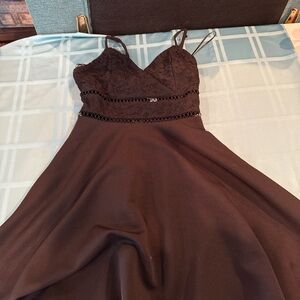 Blue Rain Black Lace Midi Dress